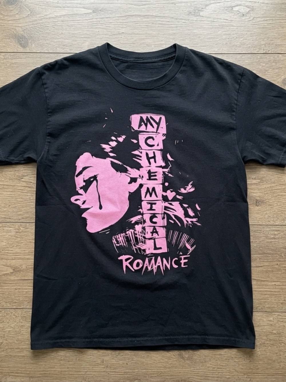 Gildan Black Tee with Pink My Chemical Romance Graphic